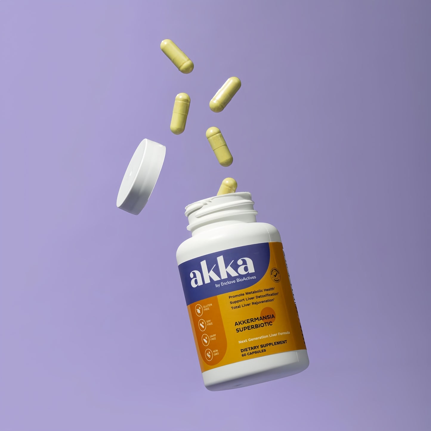 AKKA Akkermansia Probiotic, Liver Cleanse, Detox & Repair, Non-GMO, 60 Caps | Liver health support for energy, digestion & metabolism with akkermansia muciniphila. Gluten-free.